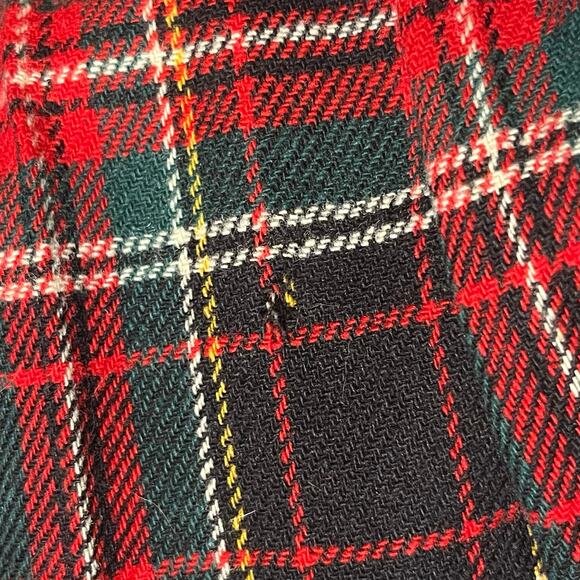 VTG SUSAN BRISTOL Merino Wool Plaid Midi Skirt Sz 10 Red Green Holiday Academia - Picture 7 of 8